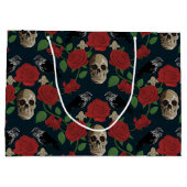 Dunkelgotische grungy Rose Vines Raven Skull rot Große Geschenktüte (Rückseite)