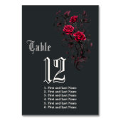 Dunkelgotische Krimson-Rose Tischnummer (Rückseite)