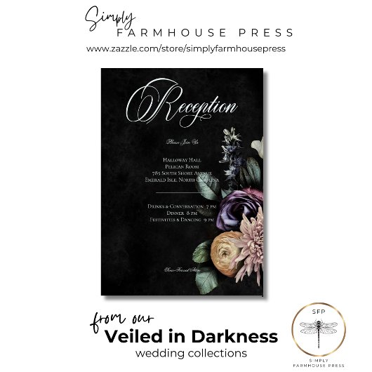 Dunkelgotische Mysteriöse Mäzenflora-Empfang Begleitkarte