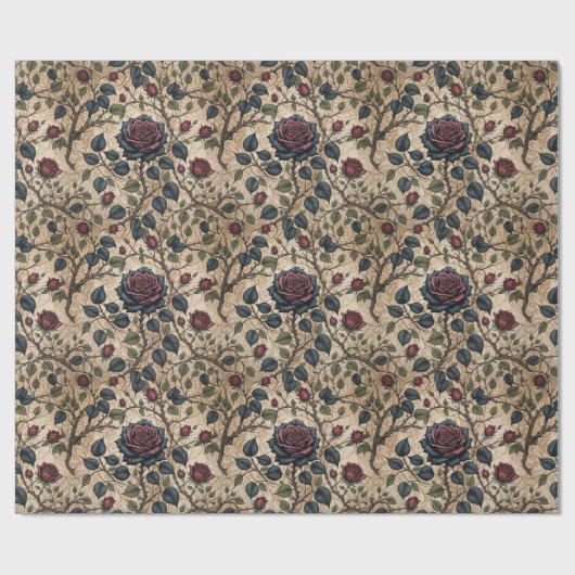Dunkelgotische Rose Dekoupage Muster Geschenkpapier (Flach)