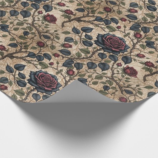 Dunkelgotische Rose Dekoupage Muster Geschenkpapier (Ecke)