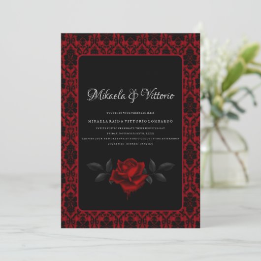 Dunkelgotische Rose Einladung (Stehend Vorderseite)