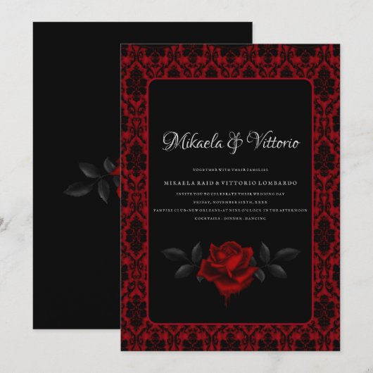 Dunkelgotische Rose Einladung (Vorne/Hinten)