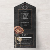 Dunkelgotische Rose Schwarz & Grau Rost Abendessen All In One Einladung (Innen Boden)