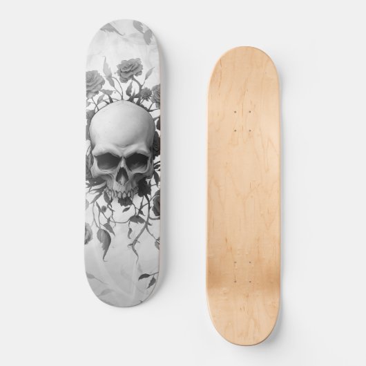 Dunkelgotische Rose Skateboard (Vorderseite)