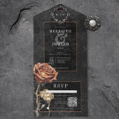Dunkelgotische Schwarz/Graurost Rose QR Code All In One Einladung