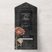 Dunkelgotische Schwarz-Rost-Rose Abendessen All In One Einladung (Innen Boden)