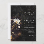 Dunkelgotische Schwarz-Weiß-Orchideen-Zauber auf z Einladung (Vorderseite)