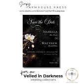 Dunkelgotische Schwarz-Weiß-Orchideen-Zauber Hochz Save The Date