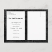 Dunkelgotische Schwarz-Weiß-Schädelkugel Herz Ankündigungspostkarte (Rückseite)