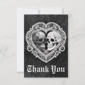 Dunkelgotische Schwarz-Weiß-Schädelkugel Herz Dankeskarte (Vorderseite)