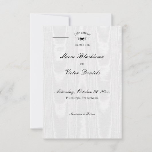 Dunkelgotische Schwarz-Weiß-Schädelkugel Herz Save The Date (Rückseite)