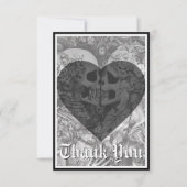 Dunkelgotische Schwarz-Weiß-Skelett-Hochzeit Dankeskarte (Vorderseite)