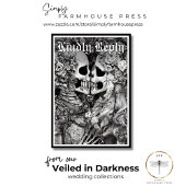 Dunkelgotische Schwarz-Weiß-Skelett QR-Code RSVP Karte