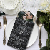 Dunkelgotische schwarze Rose, florales QR-Code-Fot All In One Einladung