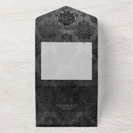 Dunkelgotische schwarze und schwarze Damaskus Kein All In One Einladung (Außenbereich)