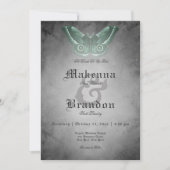 Dunkelgotische Schwarze Wasserfarbe Grüne Moth Hoc Einladung (Vorderseite)