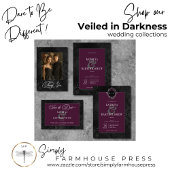 Dunkelgotische Schwarze Wine Blumenstrauß QR-Code All In One Einladung