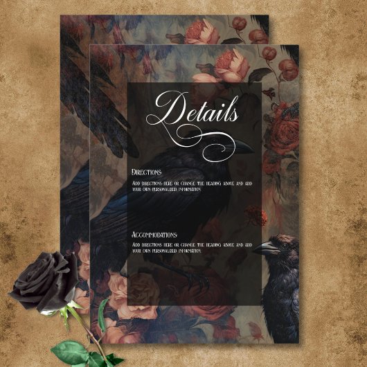 Dunkelgotische Vintage Blütenblüte und schwarze Ra Begleitkarte