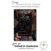 Dunkelgotische Vintage Blütenblüte und schwarze Ra RSVP Karte