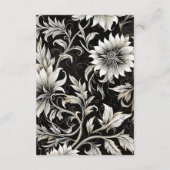 Dunkelgotische Vintage Schwarz-Weiß-Damaskus Begleitkarte (Rückseite)