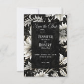 Dunkelgotische Vintage Schwarz-Weiß-Damaskus Save The Date (Vorderseite)
