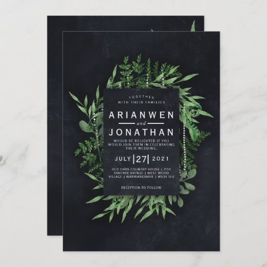 Dunkelgotisches Botanisches Design Einladung (Vorne/Hinten)