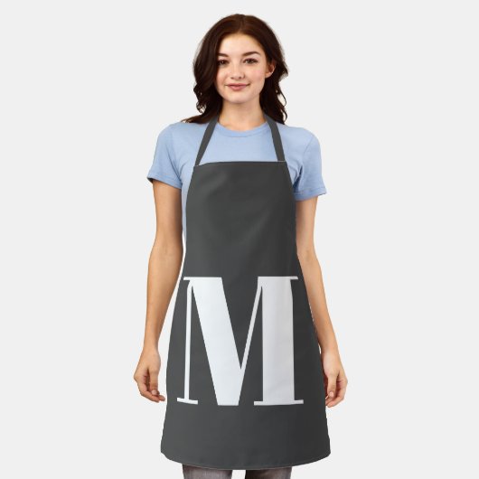 Dunkelgrau Anfangsbuchstaben Monogram modern Schürze (Getragen)