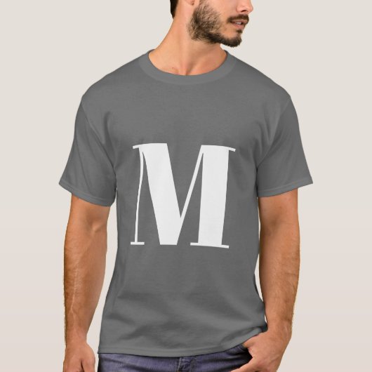 Dunkelgrau Anfangsbuchstaben Monogram modern T-Shirt (Vorderseite)