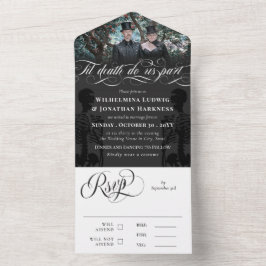 Dunkelgrau bis Tod tun uns Party Goth Wedding Foto All In One Einladung