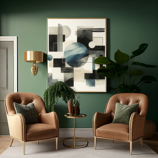 Dunkelgrau Blau Beige Schwarz Abstraktes Kunstmust Leinwanddruck