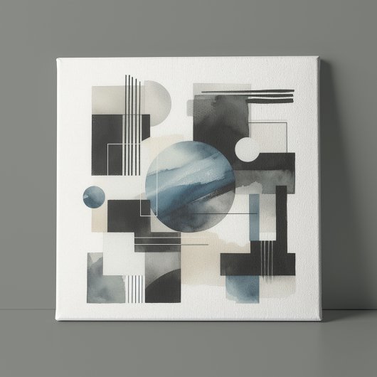 Dunkelgrau Blau Beige Schwarz Abstraktes Kunstmust Leinwanddruck