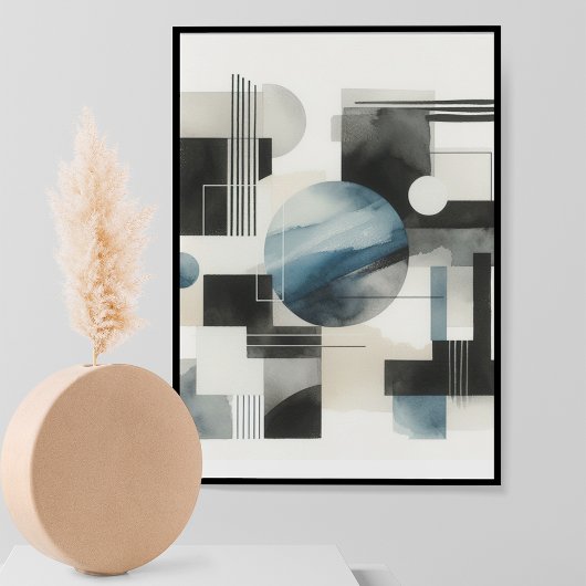 Dunkelgrau Blau Beige Schwarz Abstraktes Kunstmust Poster