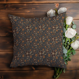 Dunkelgrau-Blumencotagecore Kissen