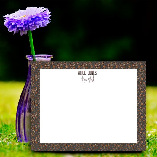 Dunkelgrau-braune Muster natürliche Blume Notizblock