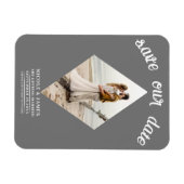 Dunkelgrau-Diamant-Foto Hochzeit speichern Sie das Magnet (Horizontal)