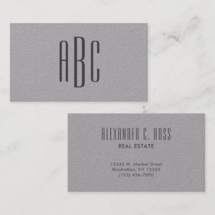 Dunkelgrau Einfache Dreibuchstabenmonogramm Visitenkarte