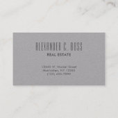 Dunkelgrau Einfache Dreibuchstabenmonogramm Visitenkarte (Rückseite)