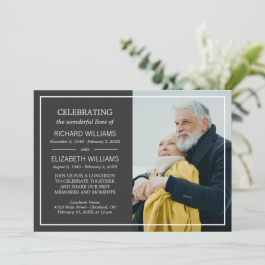 Dunkelgrau-Einfache Frame-Foto Einladung (Stehend Vorderseite)