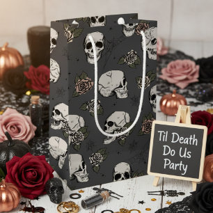 Dunkelgrau Elegant Dark Halloween Skull Kleine Geschenktüte