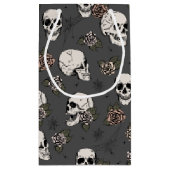 Dunkelgrau Elegant Dark Halloween Skull Kleine Geschenktüte (Rückseite)