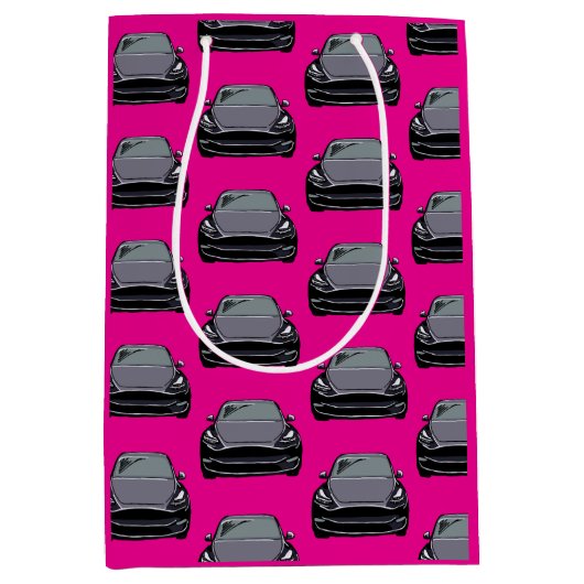 Dunkelgrau Elektrofahrzeug SUV Auto rosa Mittlere Geschenktüte (Vorderseite)
