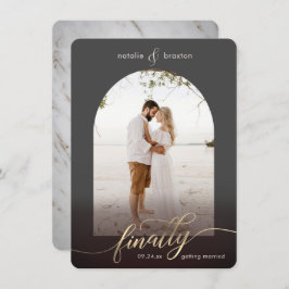 Dunkelgrau Endlich bekommen Verheiratet & Fenster  Save The Date