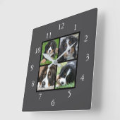 Dunkelgrau-Familienkollage für benutzerdefinierte Quadratische Wanduhr (Winkel)