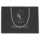 Dunkelgrau | Floral Monogram Wedding Vielen Dank Große Geschenktüte (Vorderseite)