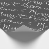 Dunkelgrau frohe Weihnachtswrapping Paper Geschenkpapier (Ecke)