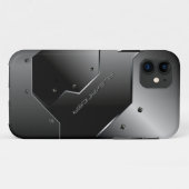 Dunkelgrau gebürstetes Aluminium-Look-Monogramm Case-Mate iPhone Hülle (Rückseite (Horizontal))