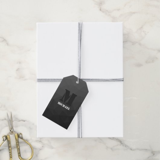 Dunkelgrau-Gefälle geometrische Maschenöffnung Mon Geschenkanhänger (Mit Garn)