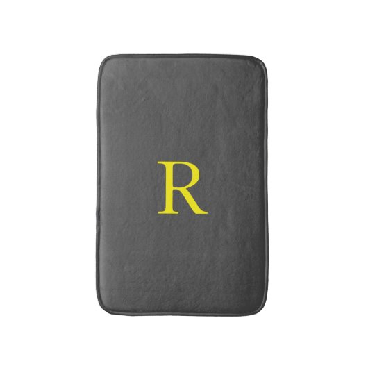 Dunkelgrau-Gelb-Grau-Monogramm Initial Niedlich Co Badematte (Vorderseite Vertikal)