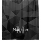 Dunkelgrau, geometrisches Maschenmuster Monogram Duschvorhang (Vorderseite)